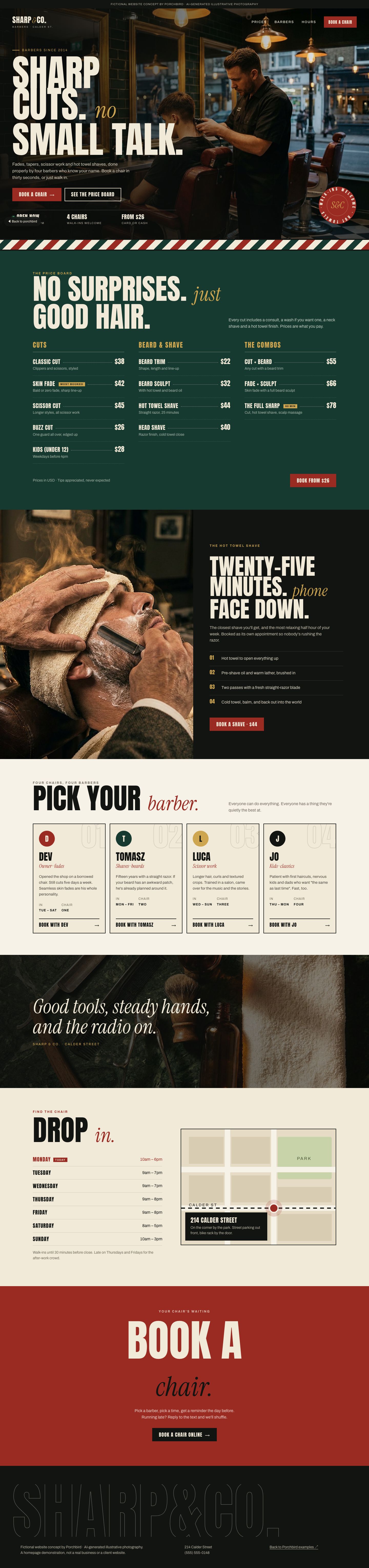 Full-page preview of the fictional Sharp & Co. website concept